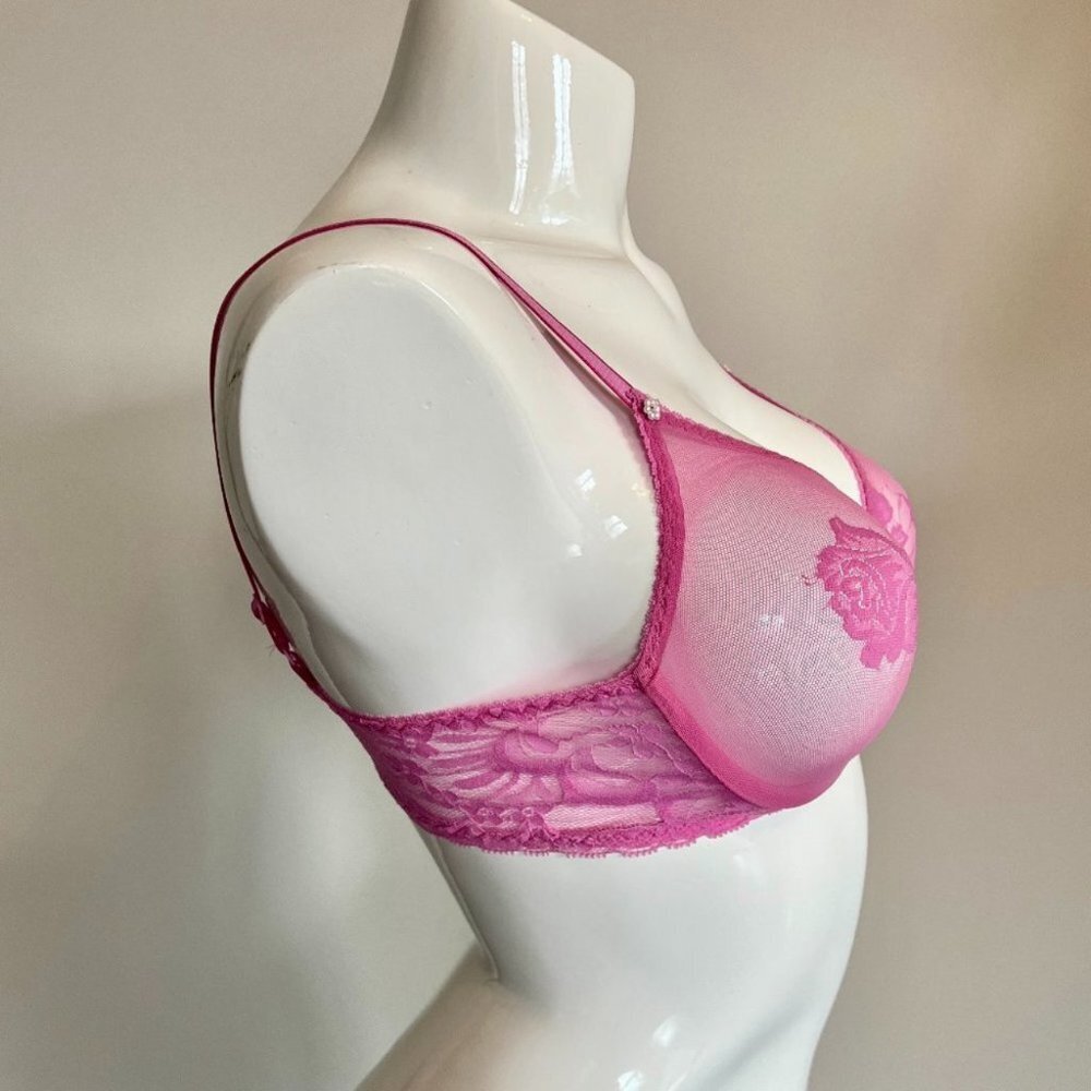 Vintage Christian Dior full Cup Demi Lace Bra with Pink lace Roses - Picture 7 of 13